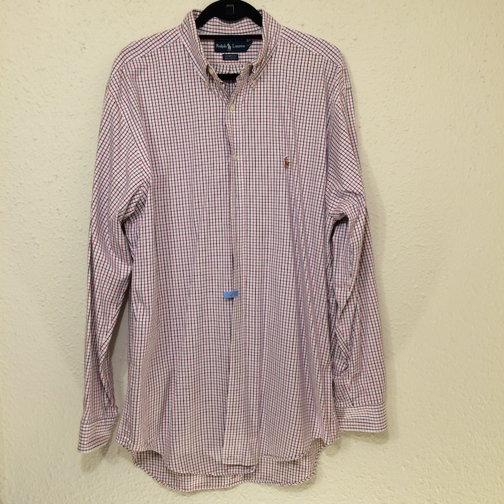 Ralph Lauren Mens sz 16.5 checkered Yarmouth(107) - Picture 1 of 4